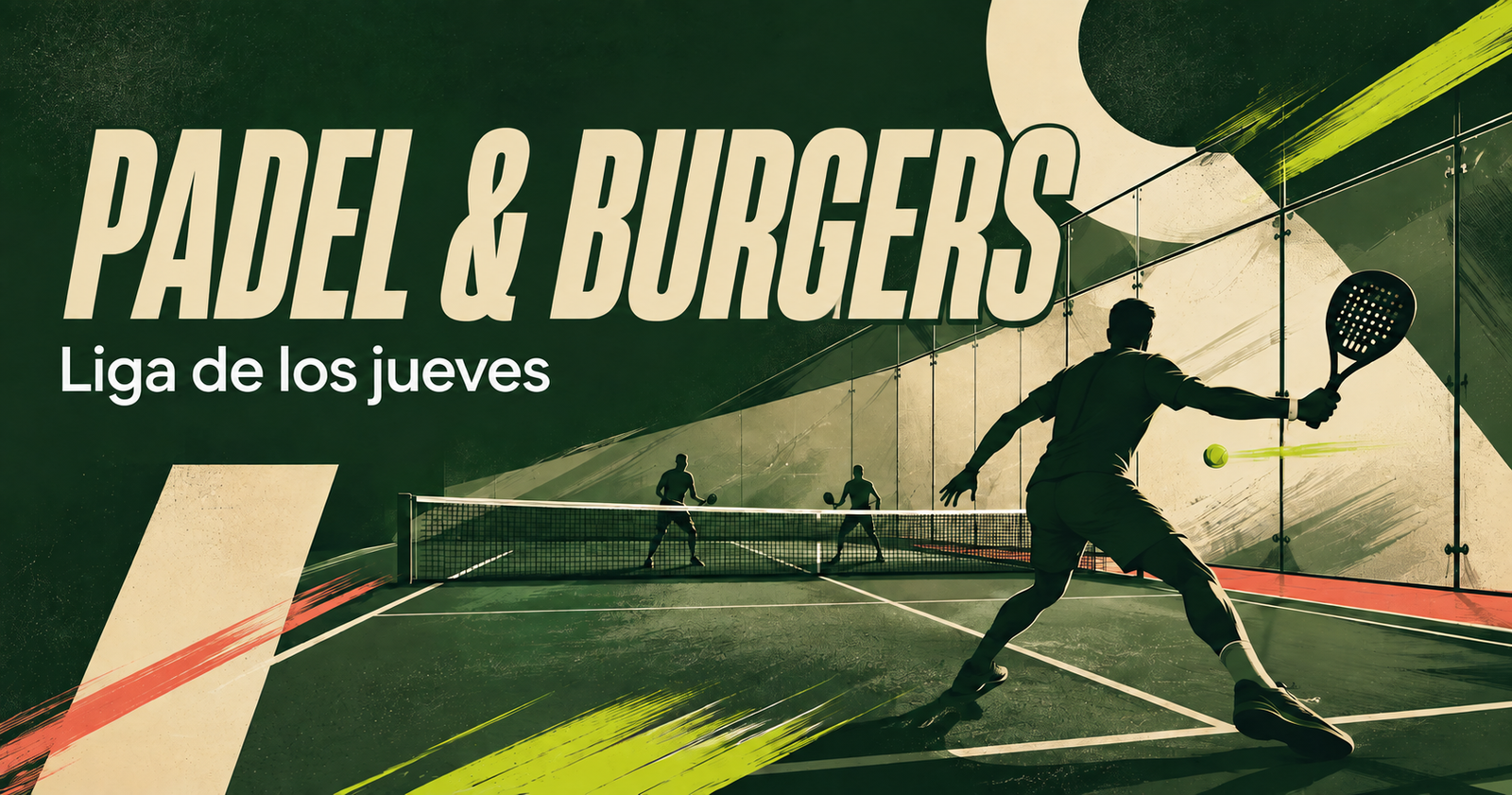 Jugadores en una pista de pádel, portada de Padel & Burgers